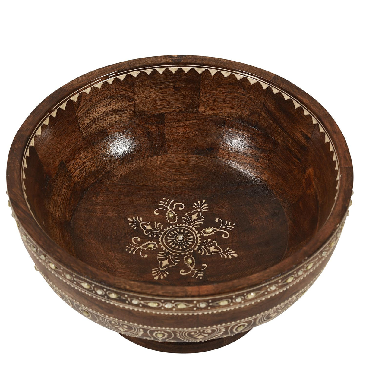 Hand Painted Wooden 11" Round Fruit Decorative Bowl