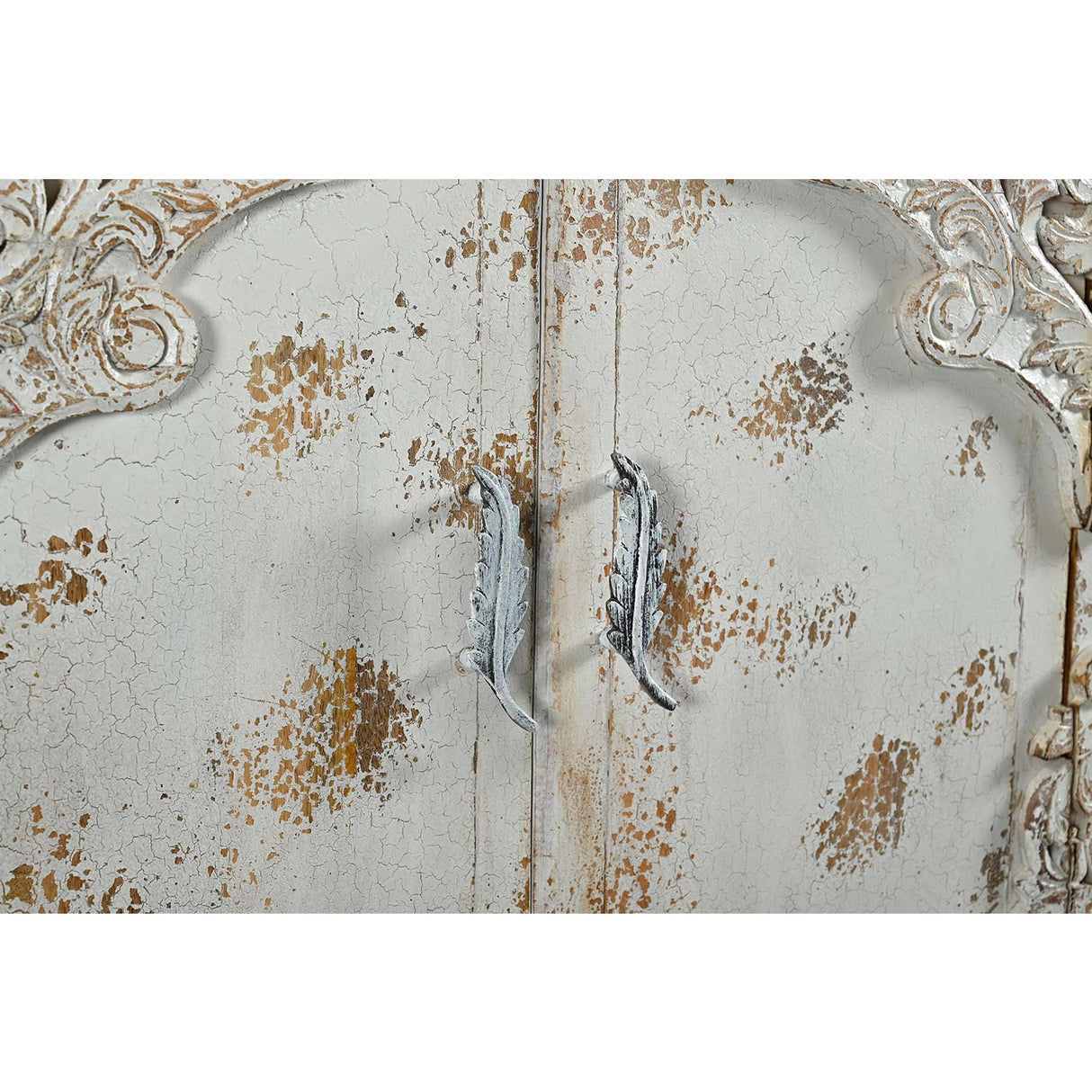 French Style Carved Doors 80 Inches Large Hand Painted White Sideboard Cabinet