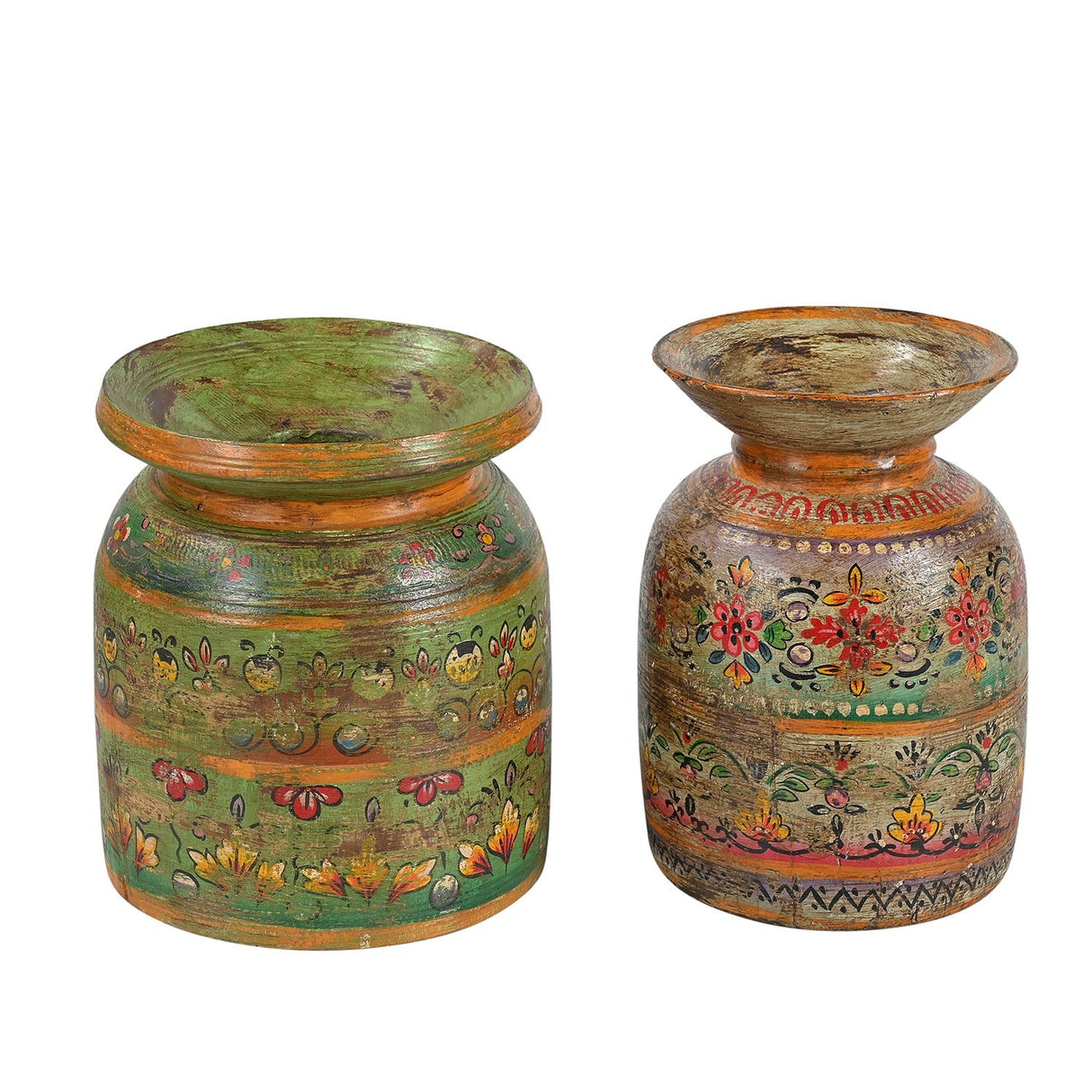 Farmhouse Style Hand Painted Vintage Wooden Milk Pot Vase