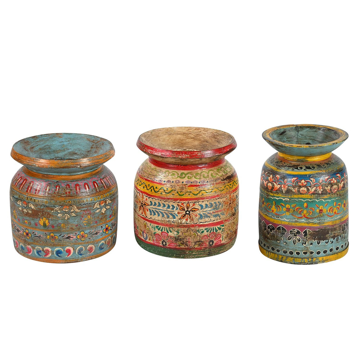 Farmhouse Style Hand Painted Vintage Wooden Milk Pot Vase