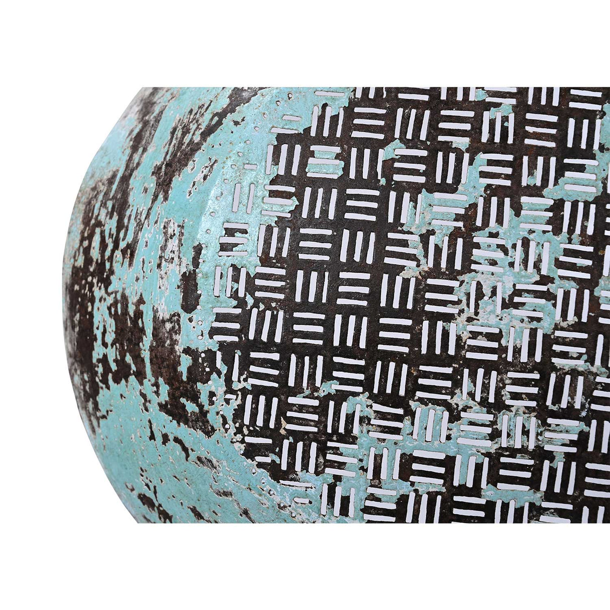 Farmhouse Style Distressed Blue Vinatge Metal Seive On Display Stand