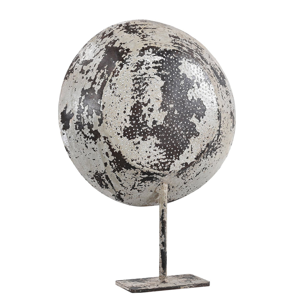 Farmhouse Style Distressed Blue Vinatge Metal Seive On Display Stand