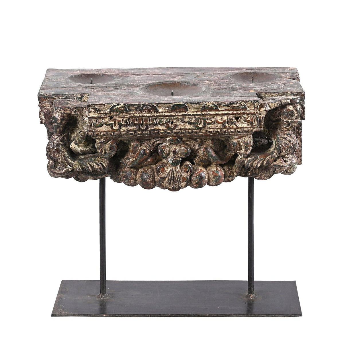 Antique Rustic Wooden Column Base Repurposed Ranch Style Candle Holder