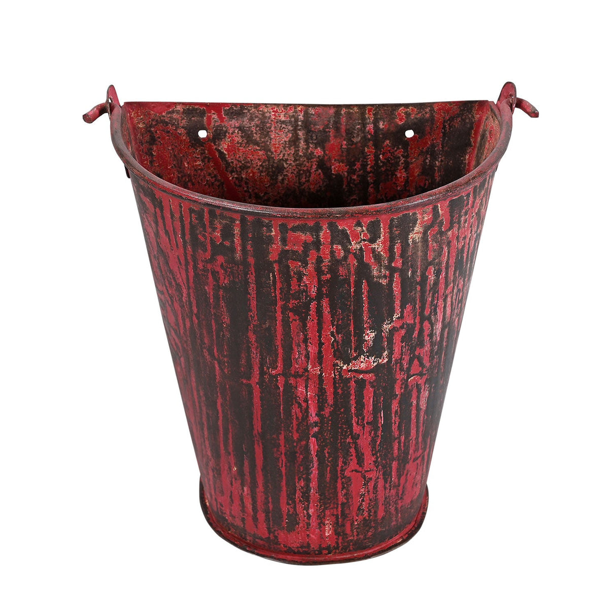 Farmhouse Style Distressed Half Metal Bucket Repurposed Unique Wall Planter