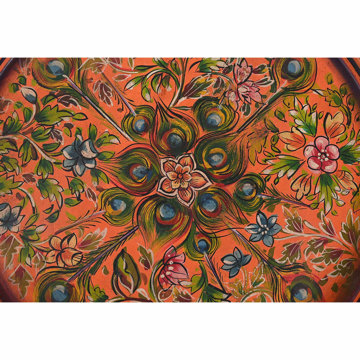 Farmhouse Style 21 in. Round Hand Painted Vintage Tray