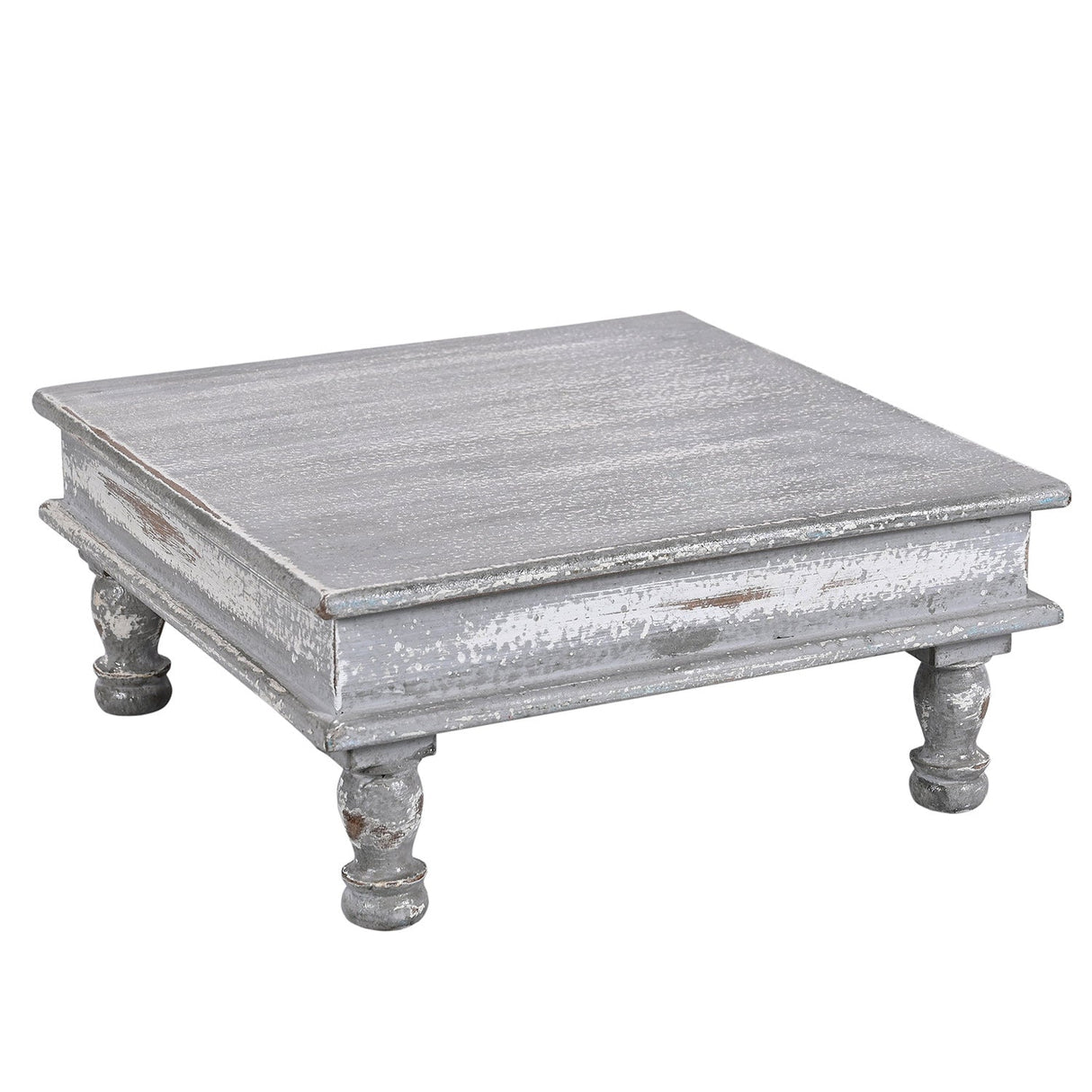 Farmhouse Style Solid Wood 14 in. x 14 in. Square Distressed Riser