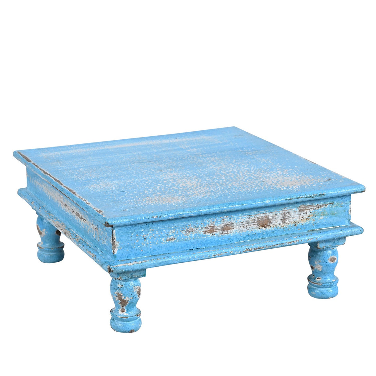 Farmhouse Style Solid Wood 14 in. x 14 in. Square Distressed Riser