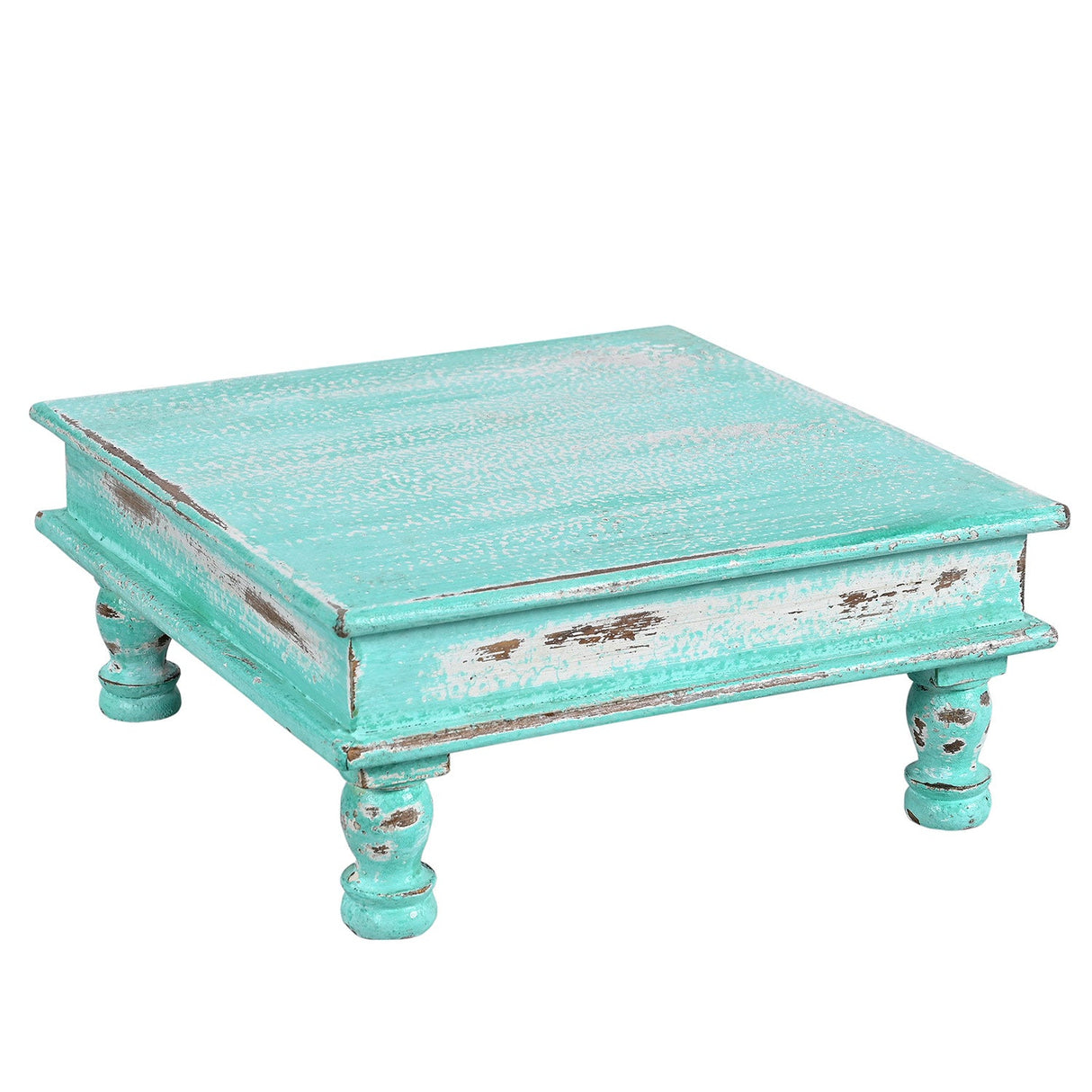 Farmhouse Style Solid Wood 14 in. x 14 in. Square Distressed Riser