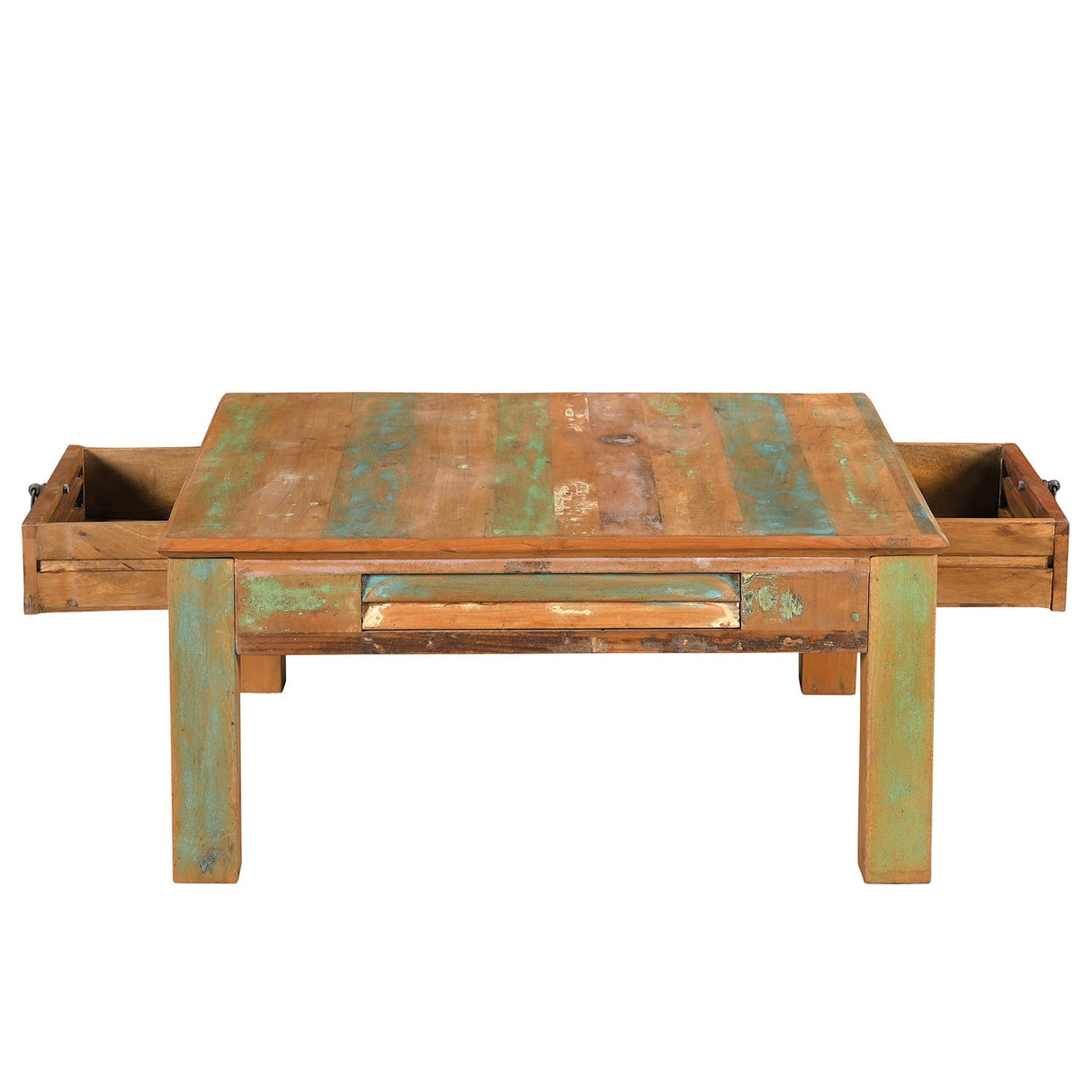 Farmhouse Style 40 in. Square Distressed Solid Wood Coffee Table