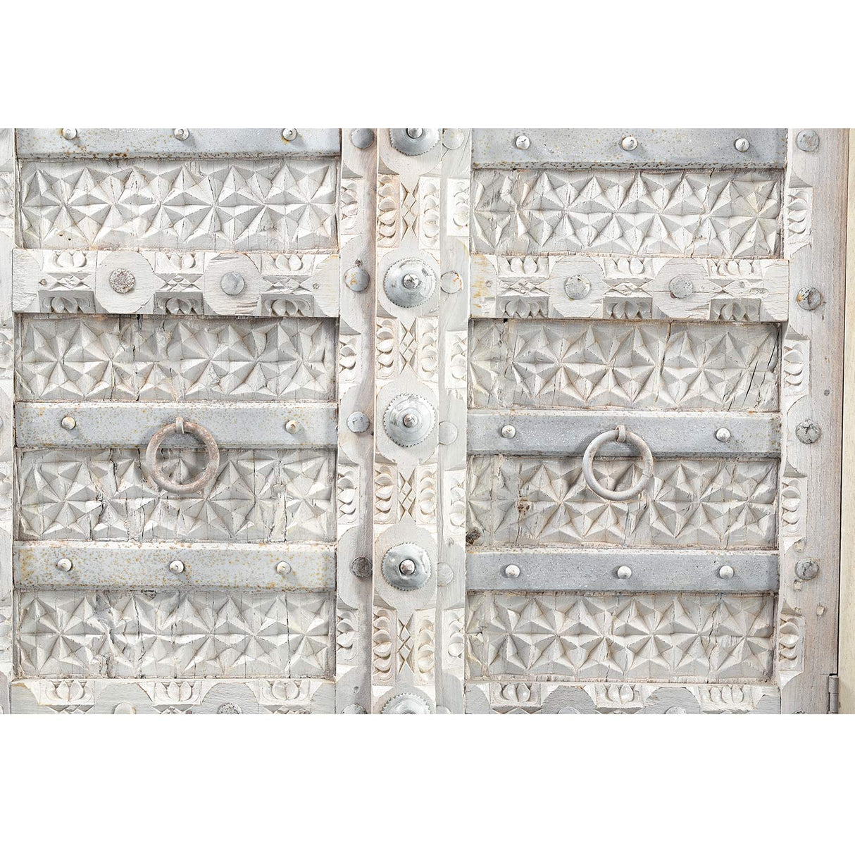 Farmhouse Style Solid Wood Antique Door Repurposed 68 in. Tall Armoire in Distressed White