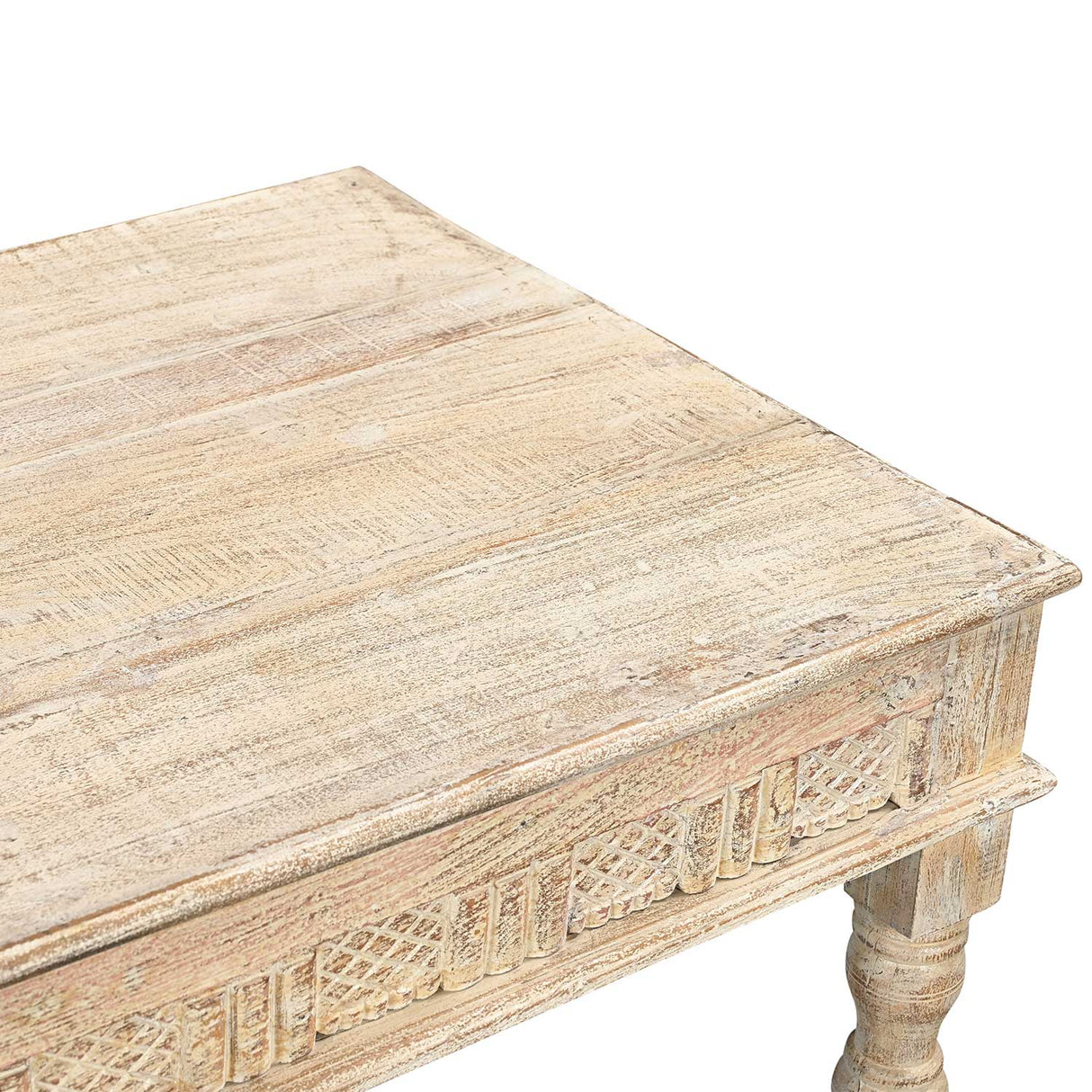 Farmhouse Style 71 in. Long Solid Wood Coffee Table In Distressed White Finish