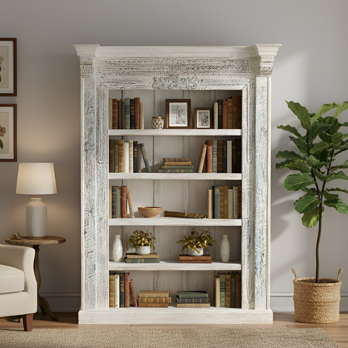 Ranch Style Antique Door Frame With Corbel Repurposed Solid Wood Bookcase