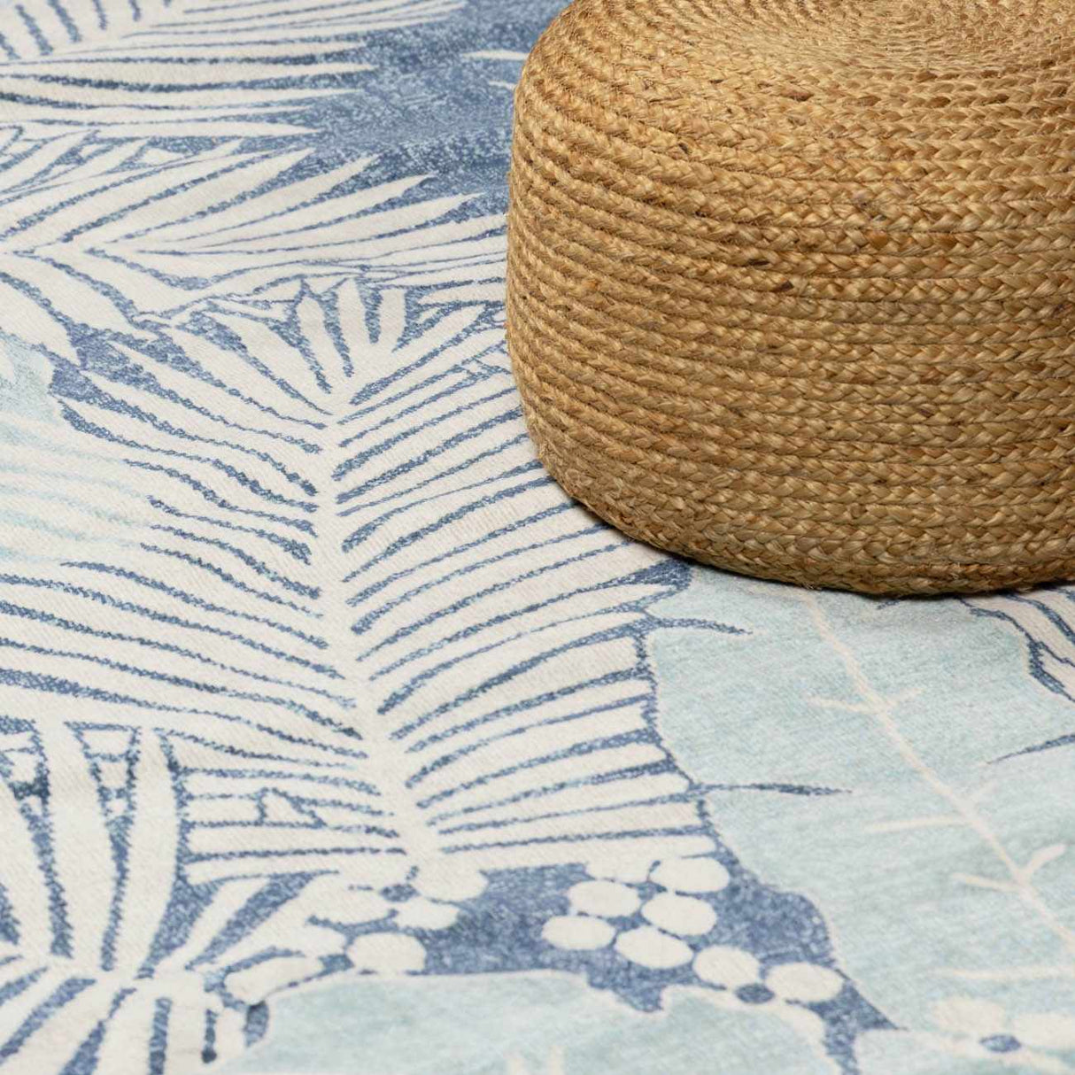 Thebarton Coastal Blue Palm Area Rug