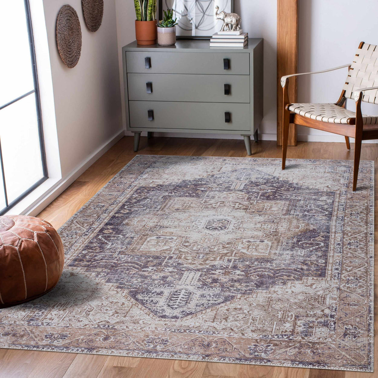 Beige Rosman Washable Area Rug - Promo