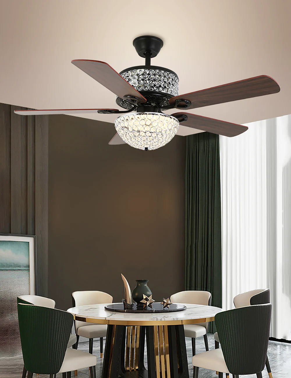 Tiffany Laure Crystal Ceiling Fan Light