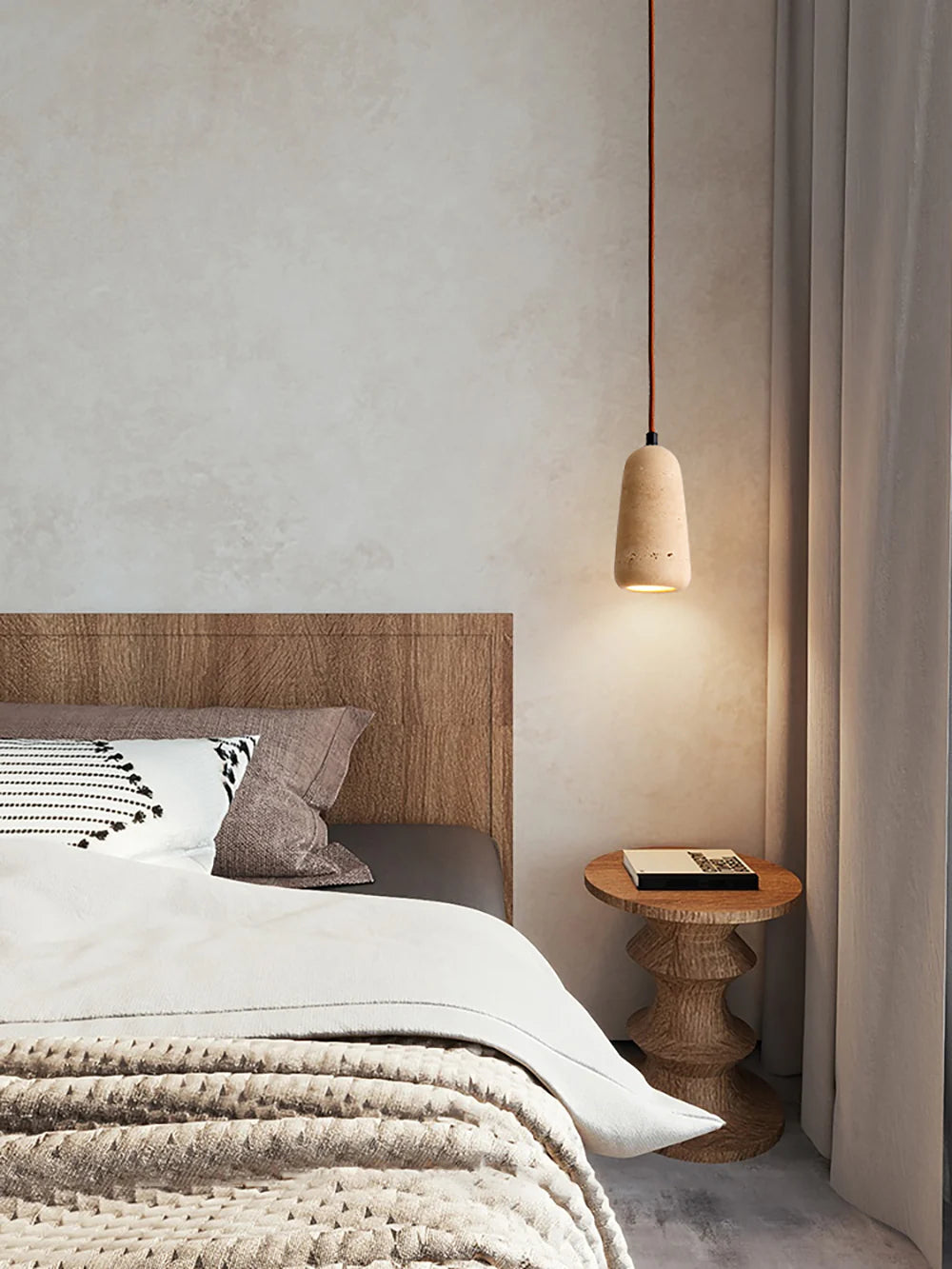 Travertine Brrskbk Cylindrical Pendant Light