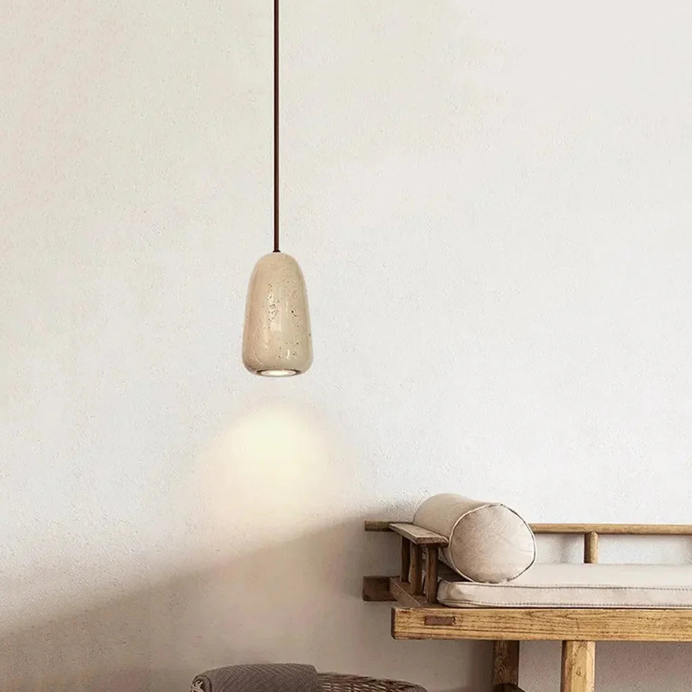 Travertine Brrskbk Cylindrical Pendant Light