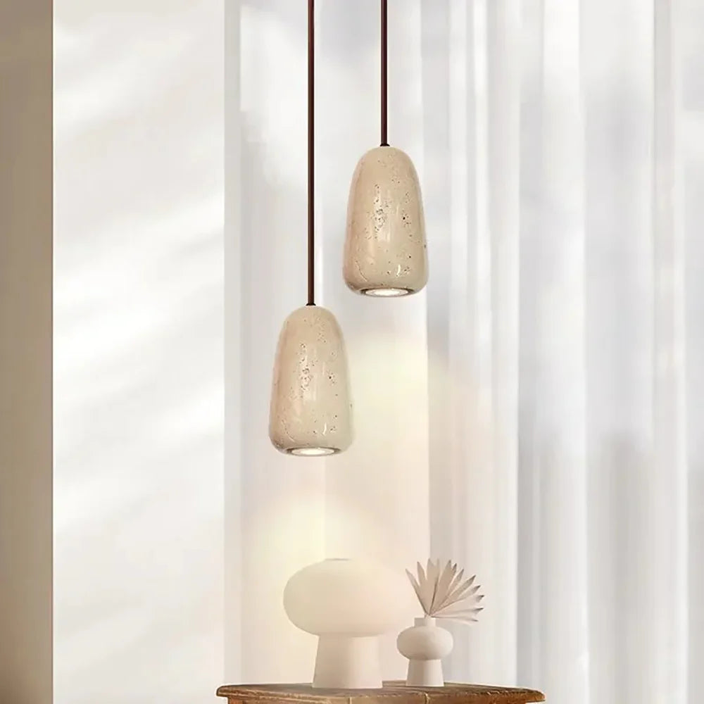 Travertine Brrskbk Cylindrical Pendant Light