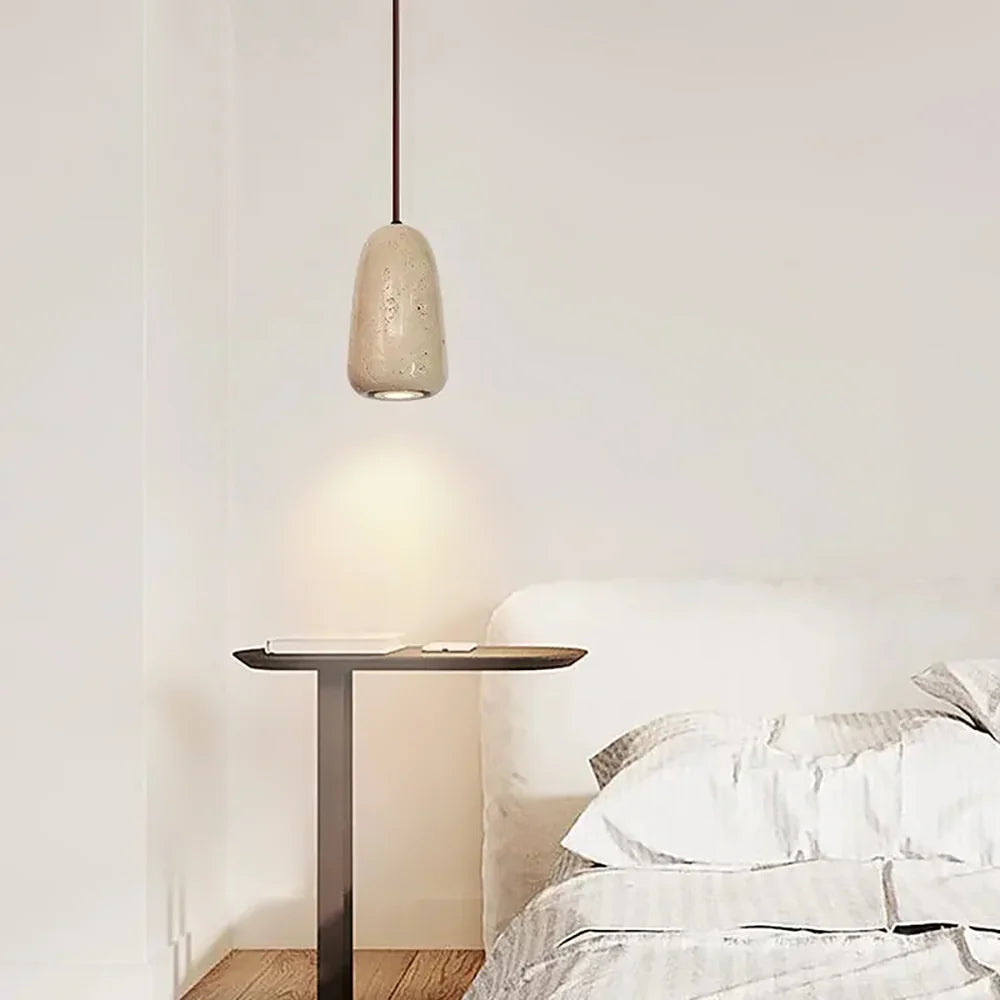 Travertine Brrskbk Cylindrical Pendant Light