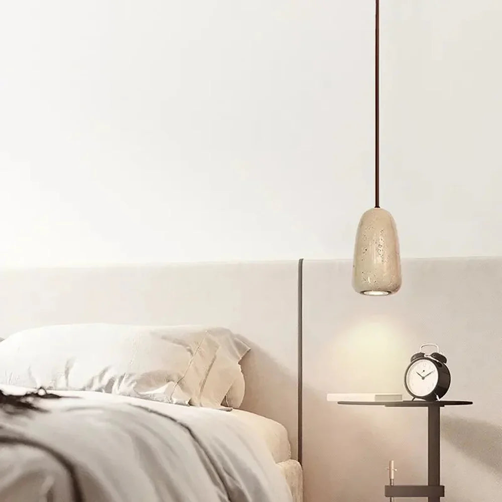 Travertine Brrskbk Cylindrical Pendant Light