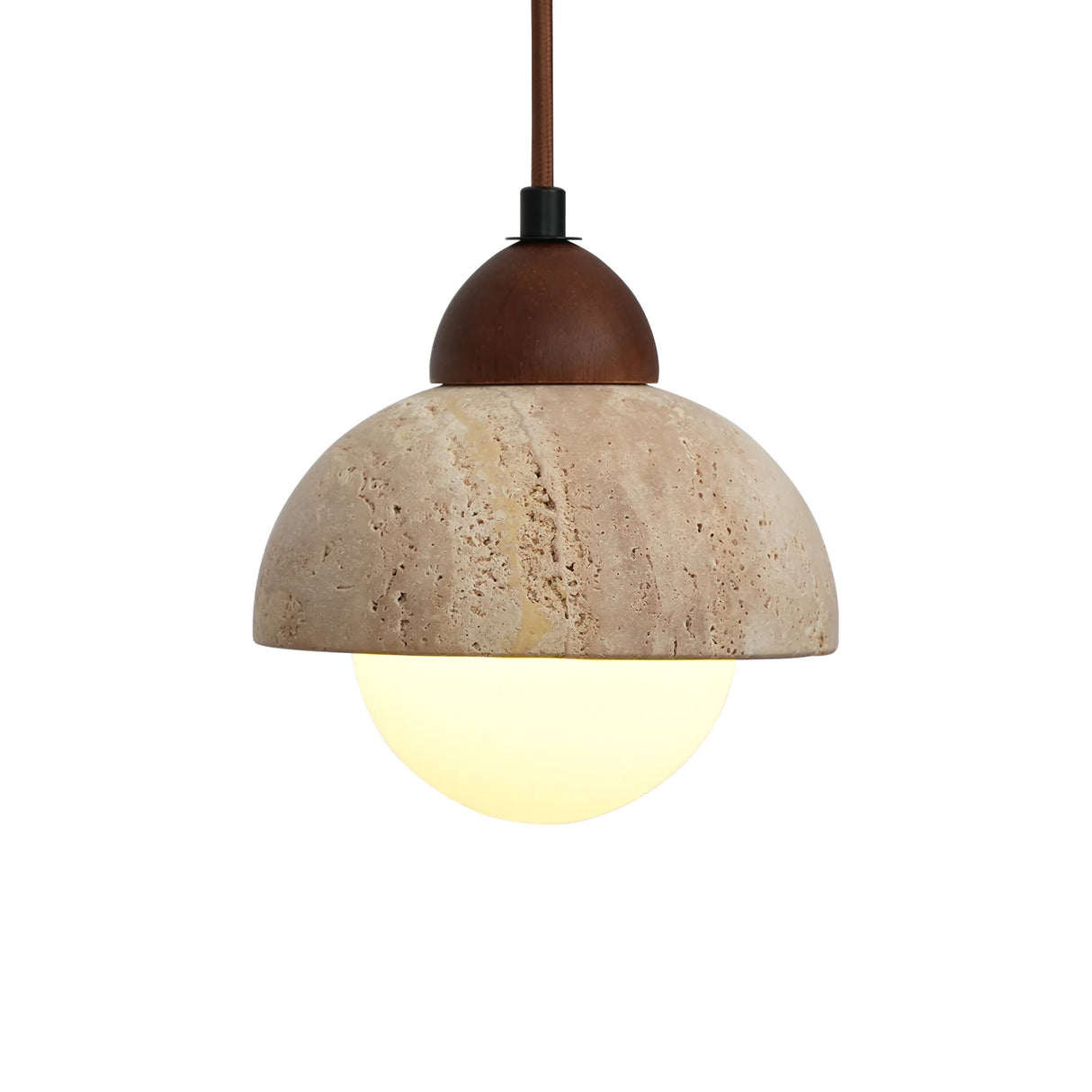 Travertine Glass Semicircle Pendant Light