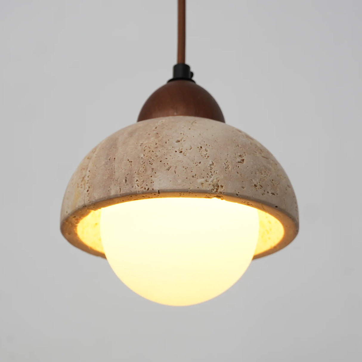 Travertine Glass Semicircle Pendant Light