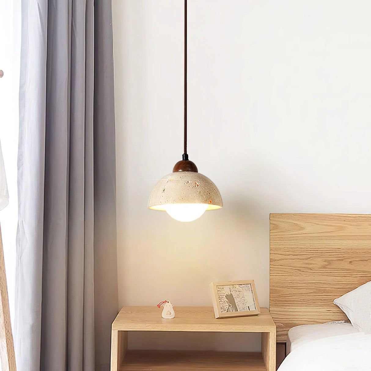 Travertine Glass Semicircle Pendant Light