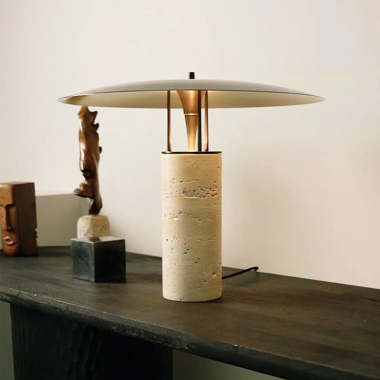 Travertine Luna Table Lamp