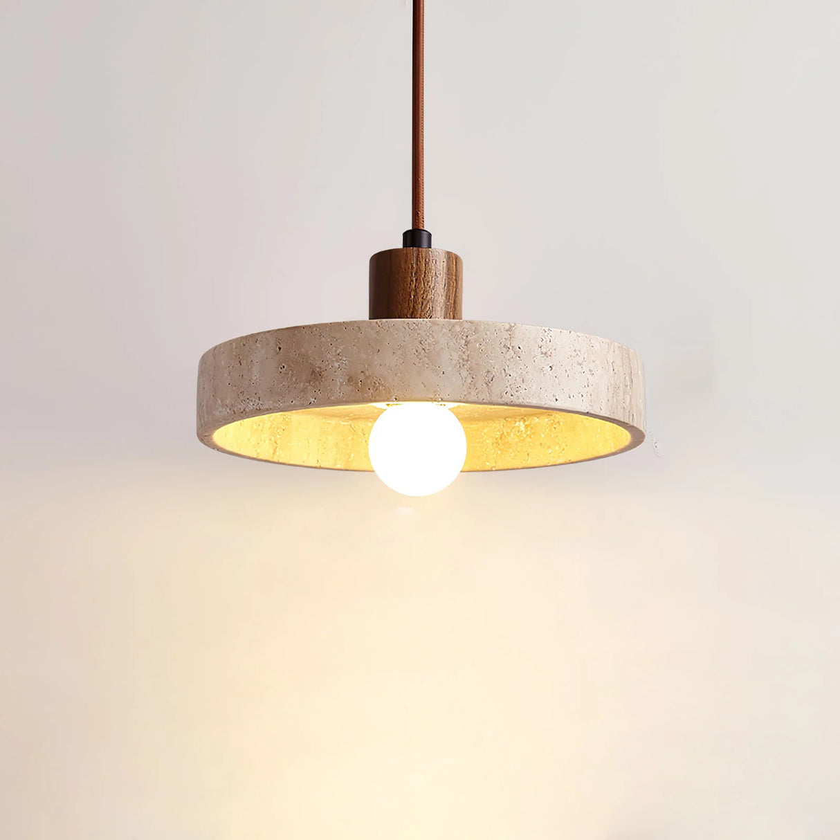 Travertine Piedra Wood Pendant Light
