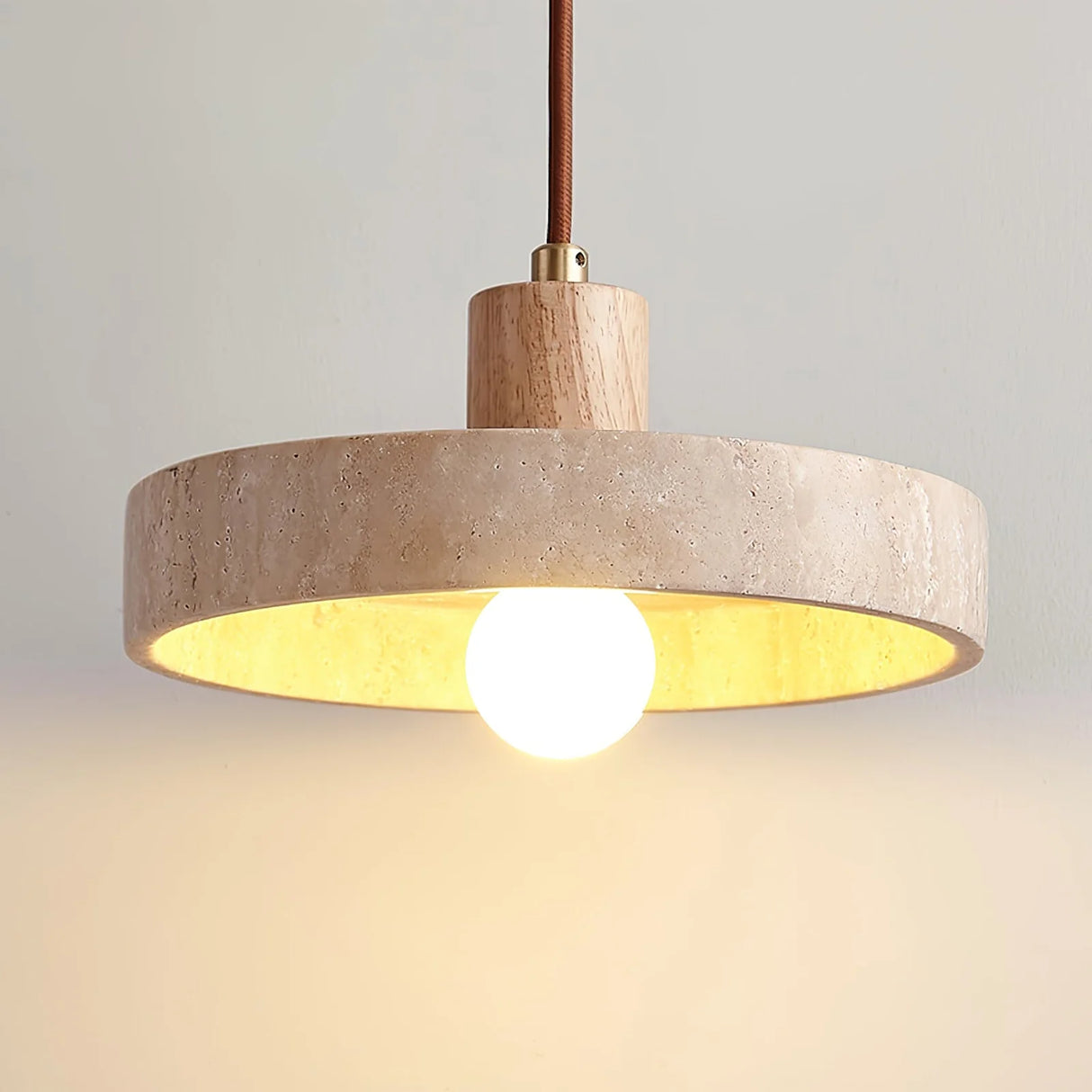 Travertine Piedra Wood Pendant Light