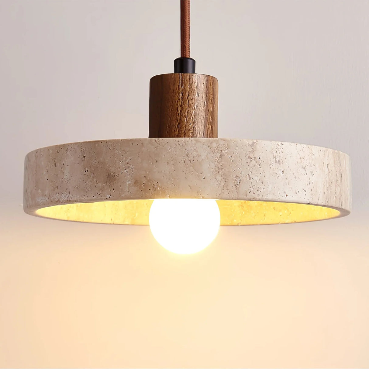 Travertine Piedra Wood Pendant Light