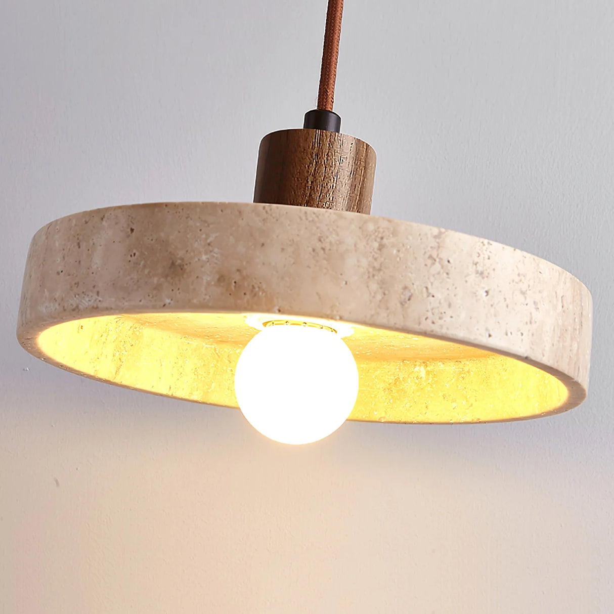 Travertine Piedra Wood Pendant Light