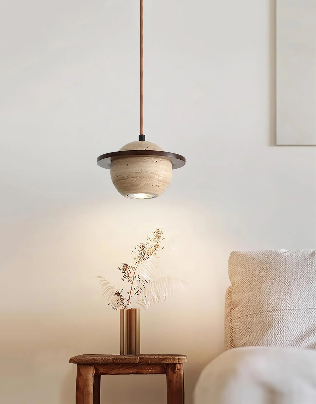 Travertine Planet Pendant Light