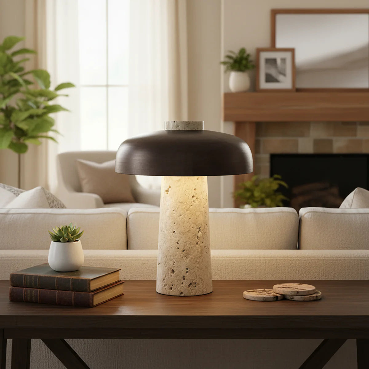 Travertine Reverse Table Lamp