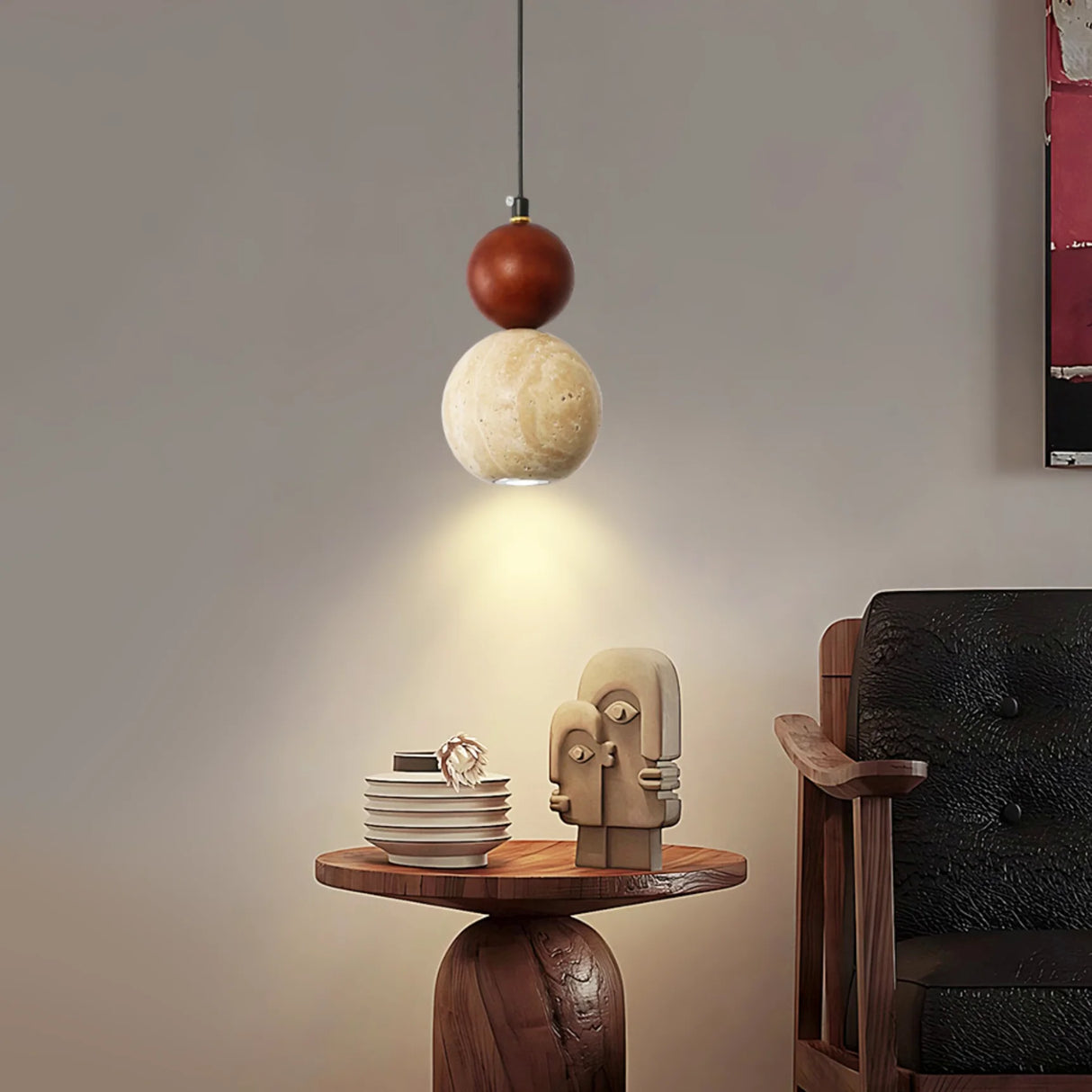 Travertine Round Single Head Pendant Lamp