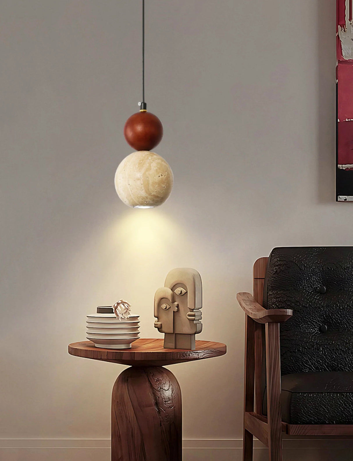 Travertine Round Single Head Pendant Lamp