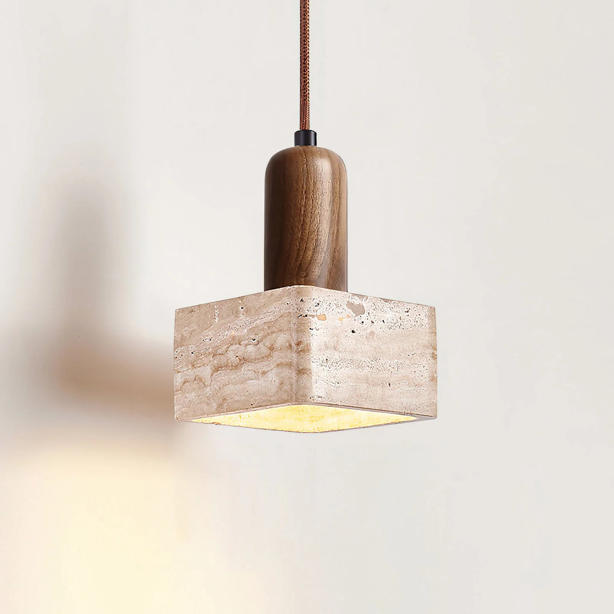 Travertine Talla Wood Pendant Lamp