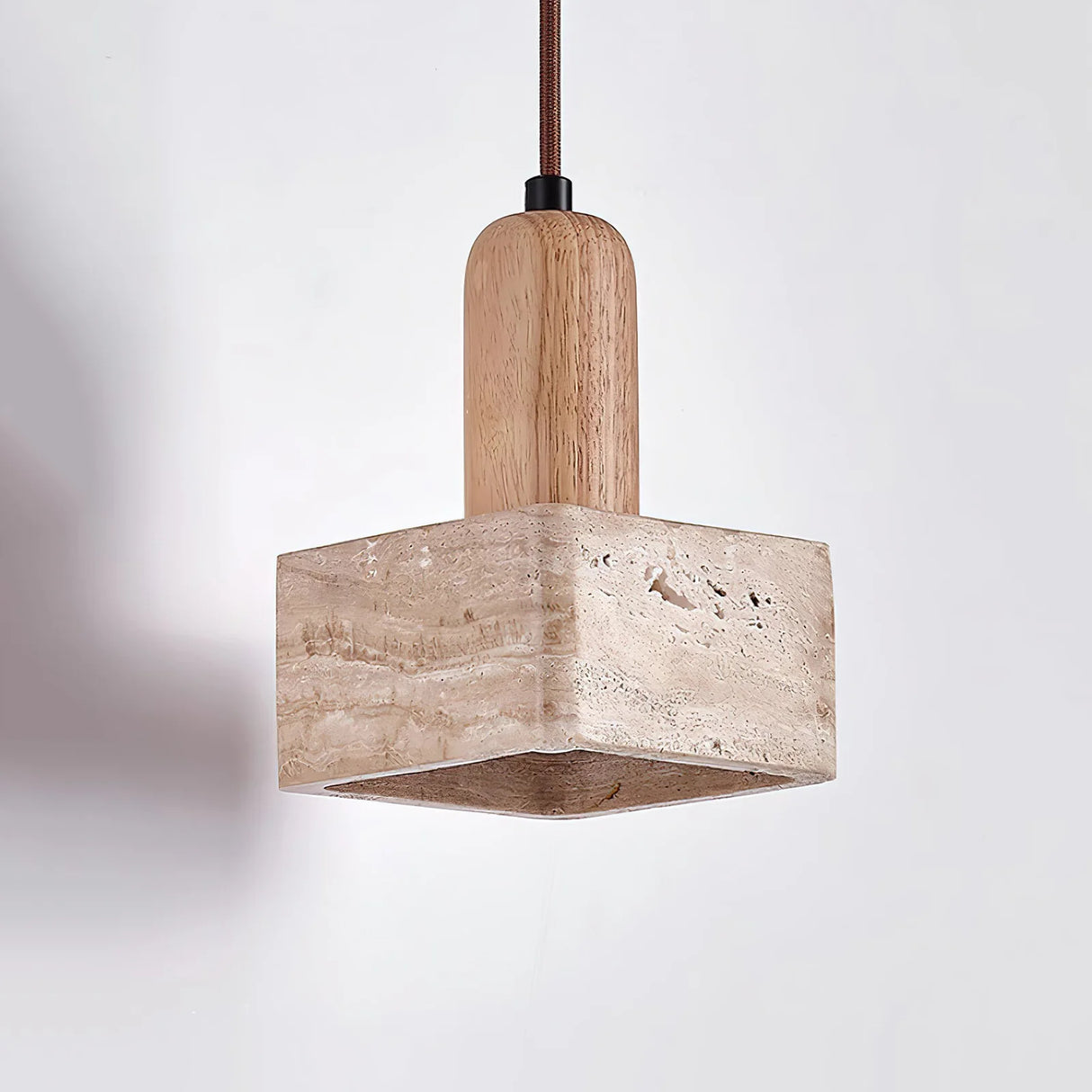 Travertine Talla Wood Pendant Lamp