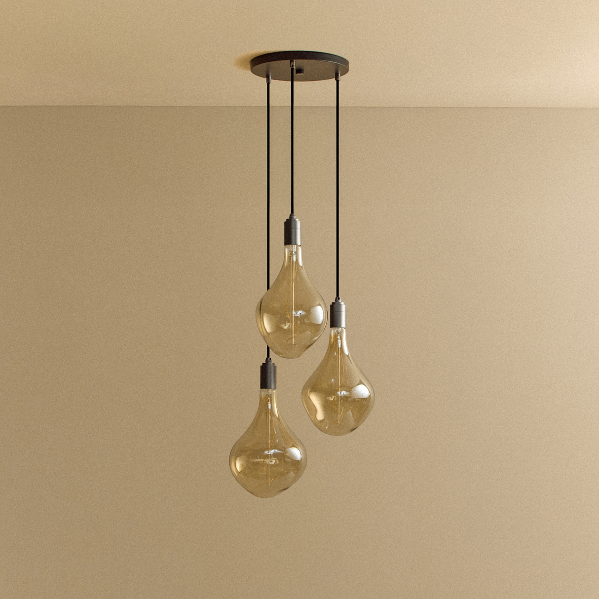 Triple Pendant in Graphite + Voronoi II