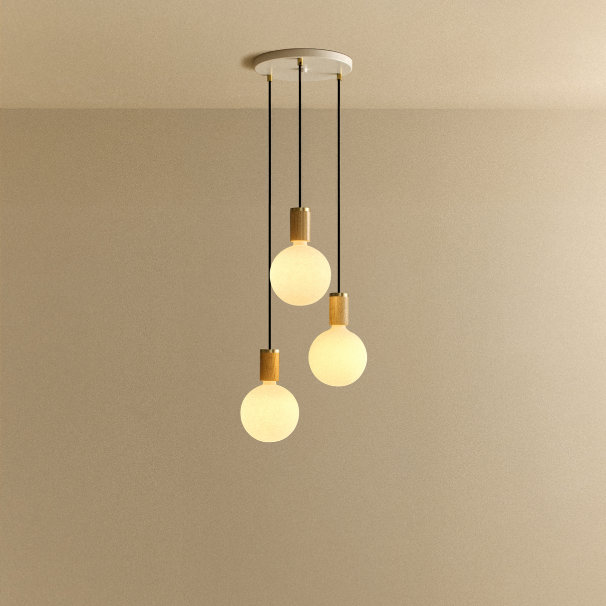 Triple Pendant in Oak + Sphere IV