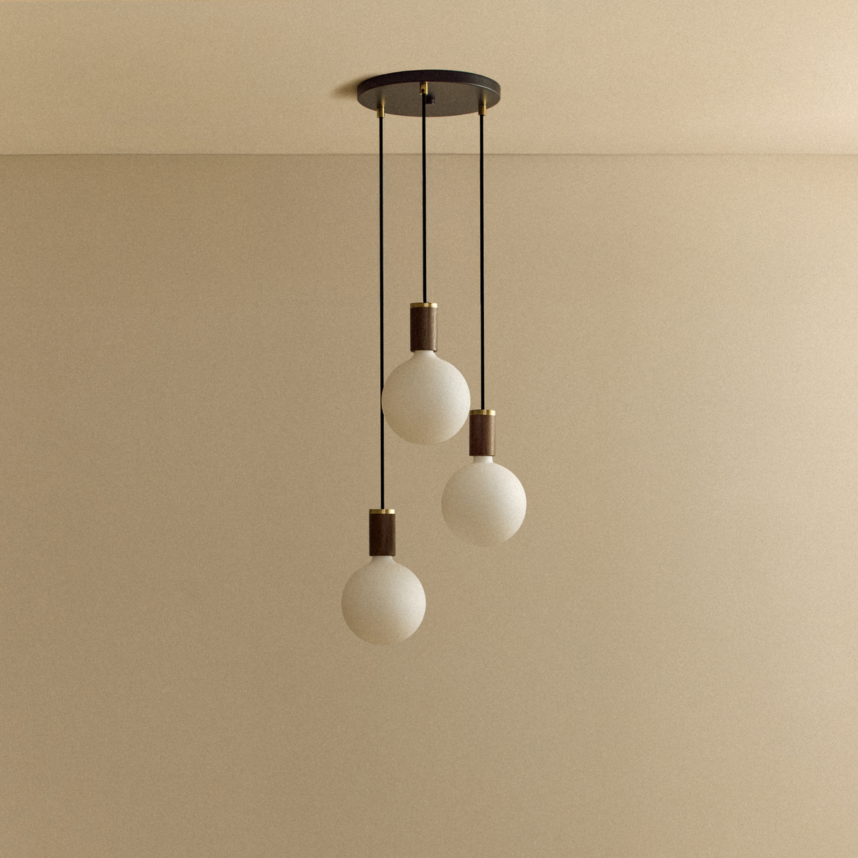 Triple Pendant in Walnut + Sphere IV