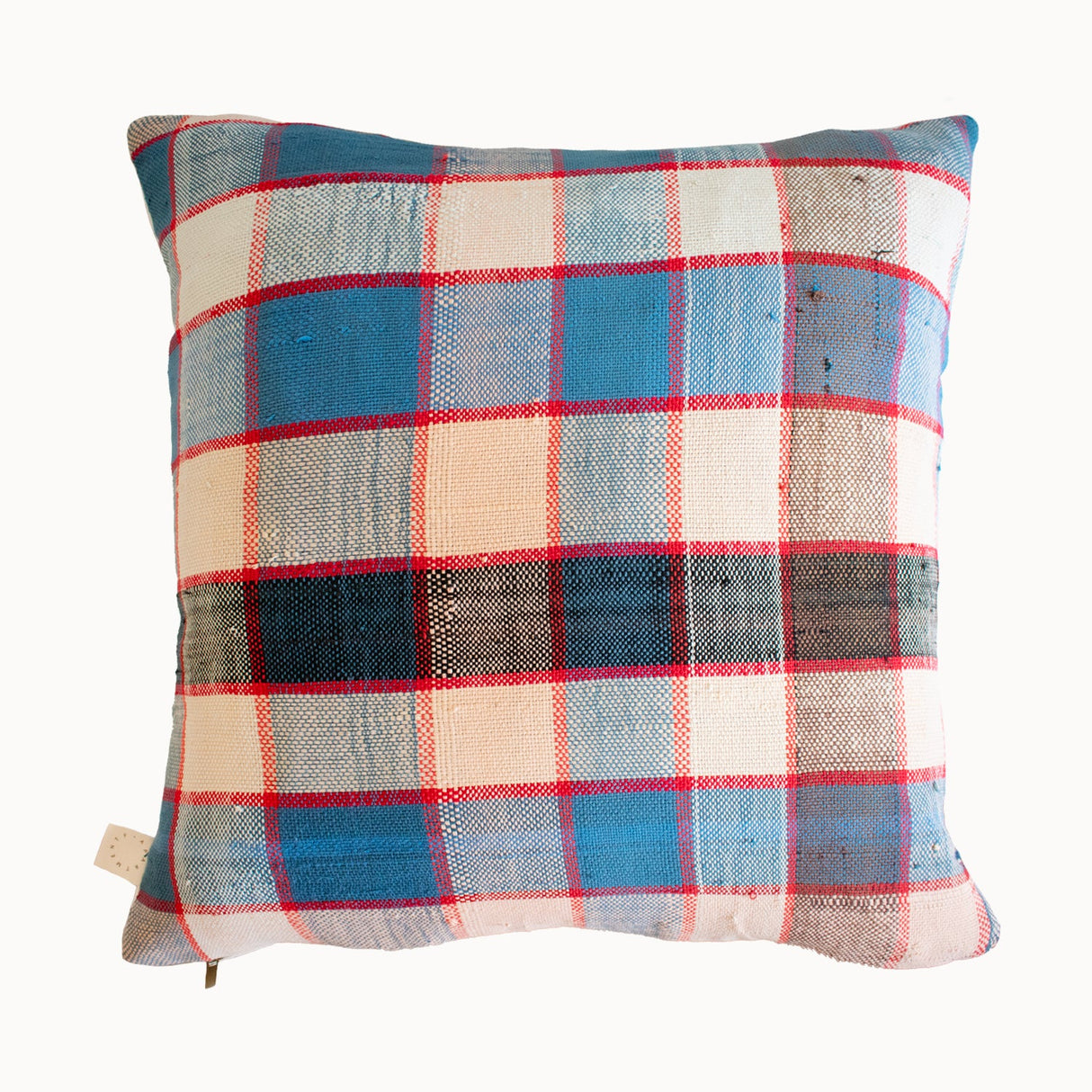 Nonna Upcycled Blue Plaid Pillow