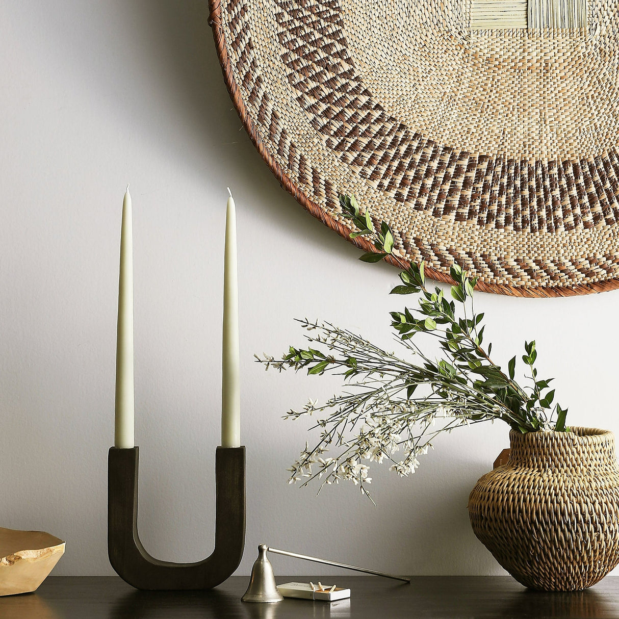 U-Shaped Wooden Double Taper Candlestick Holder