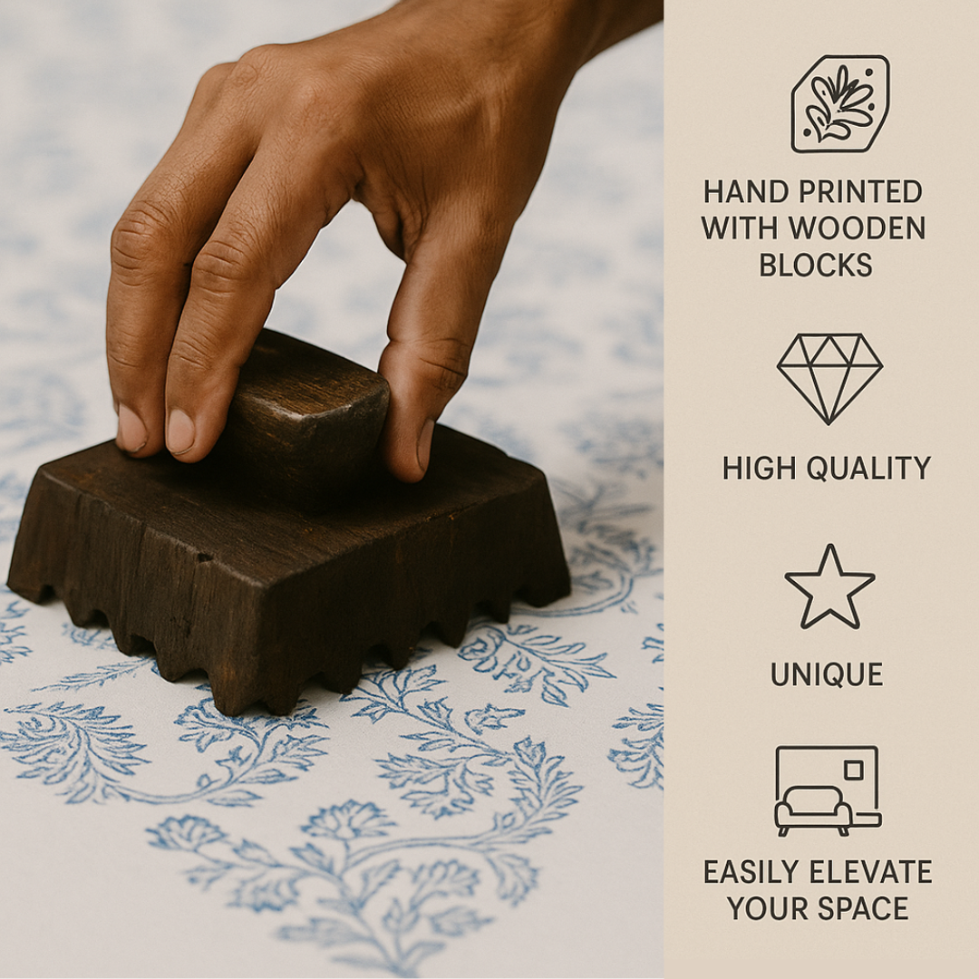 Sabine Floral Block Printed Pillow Cover | Green