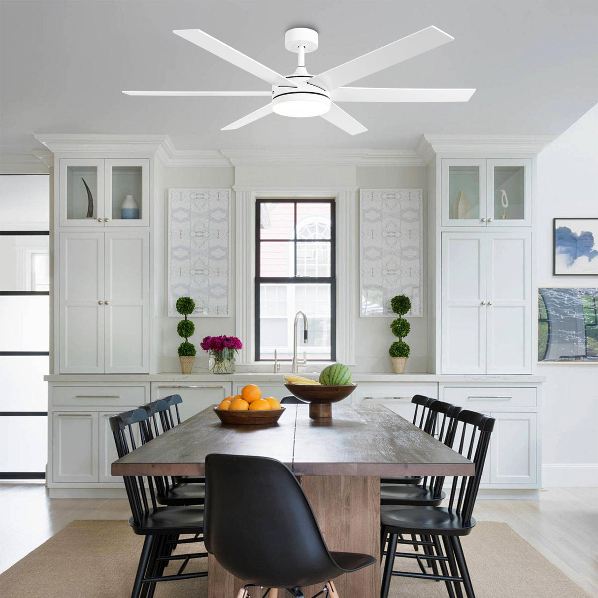 60" Volga DC Motor 6 Blades Modern Downrod Mount Ceiling Fan with Remote Control