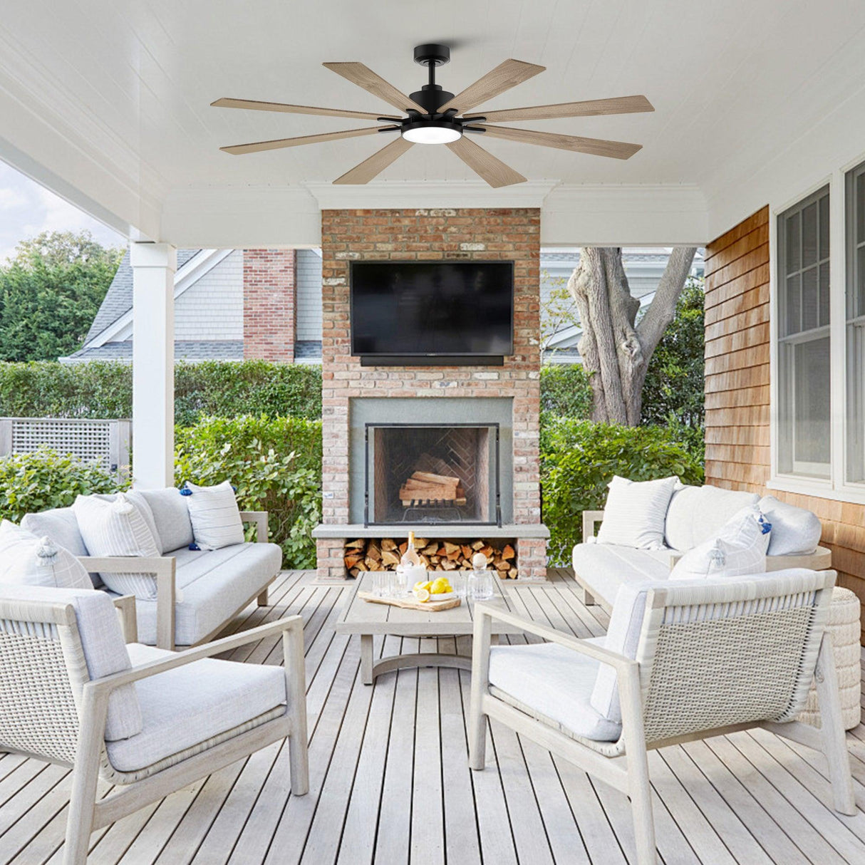 72 Inch Elbe Modern Downrod Mount Ceiling Fan with Light and Remote Control