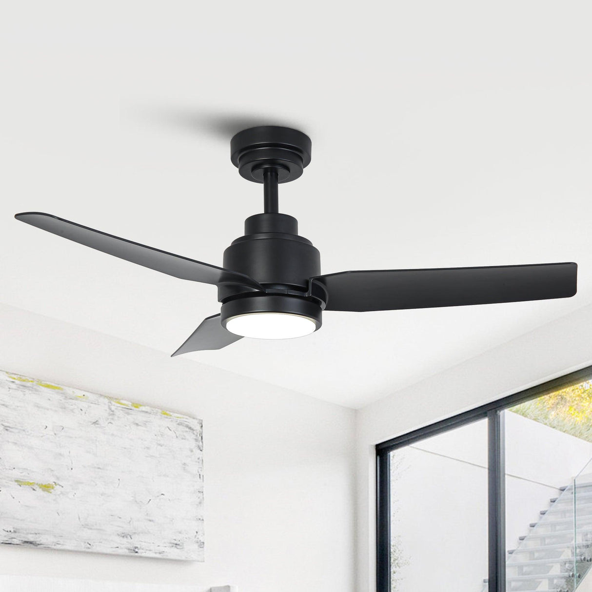 Vaczon 42 Inch DC Motor Modern Downrod Ceiling Fan with LED Light and Remote Control