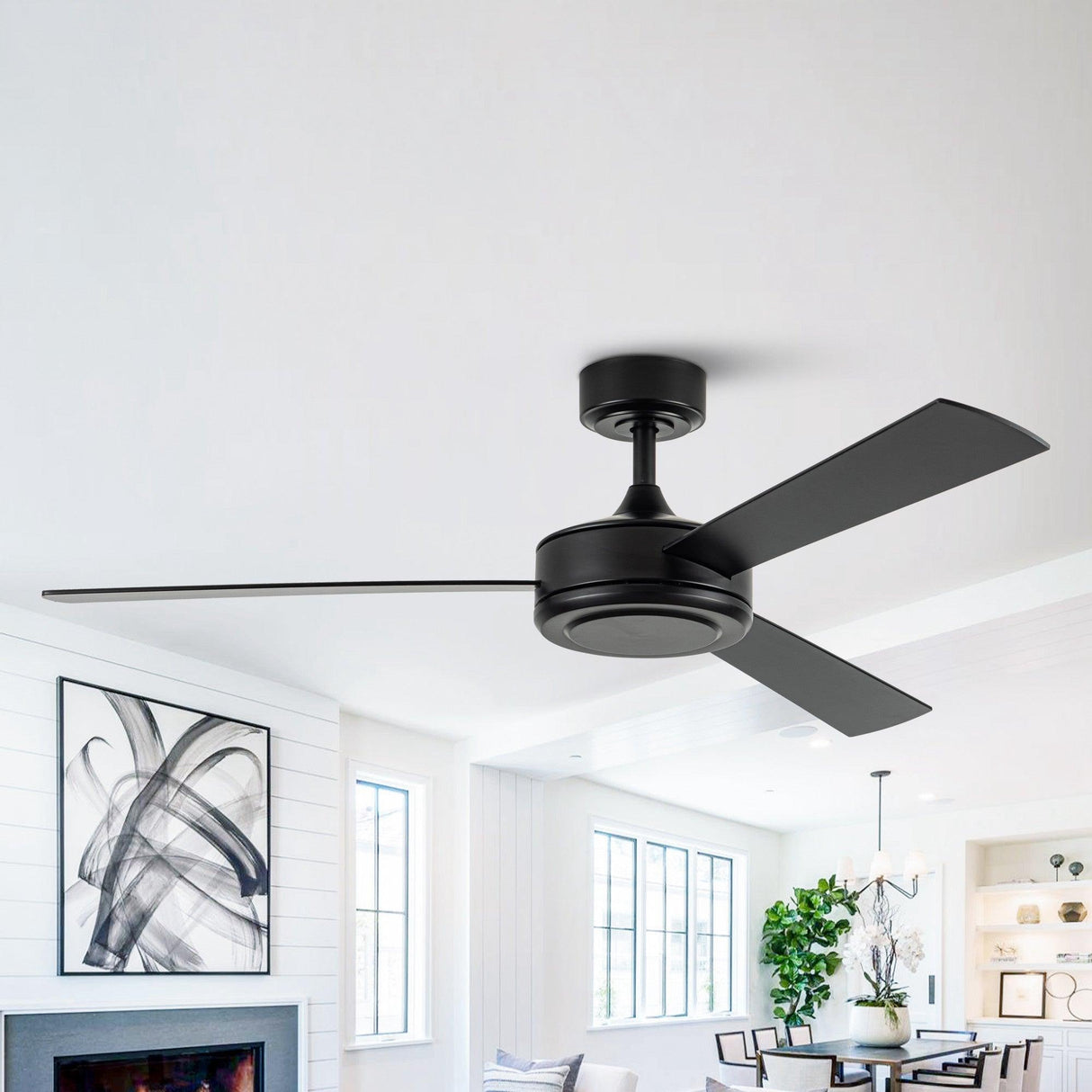 52" Midtown Industrial DC Motor Downrod Mount Reversible Ceiling Fan With Remote Control