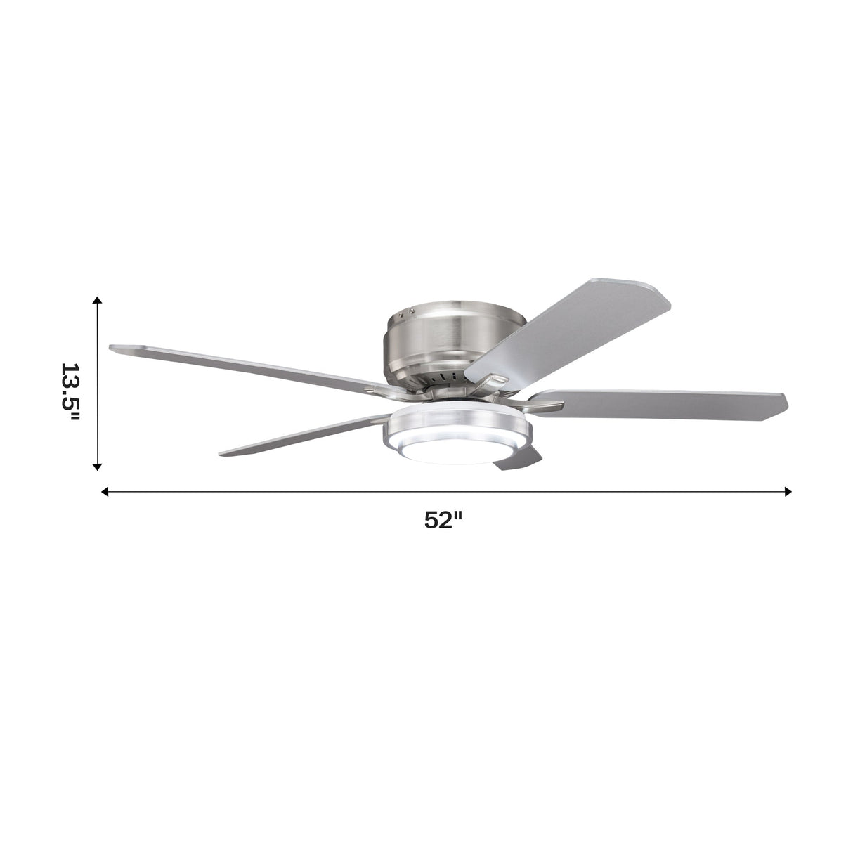 Vaczon 52 Inch Double-sided Blades Flush Mount LED Ceiling Fan with APP and Remote Control