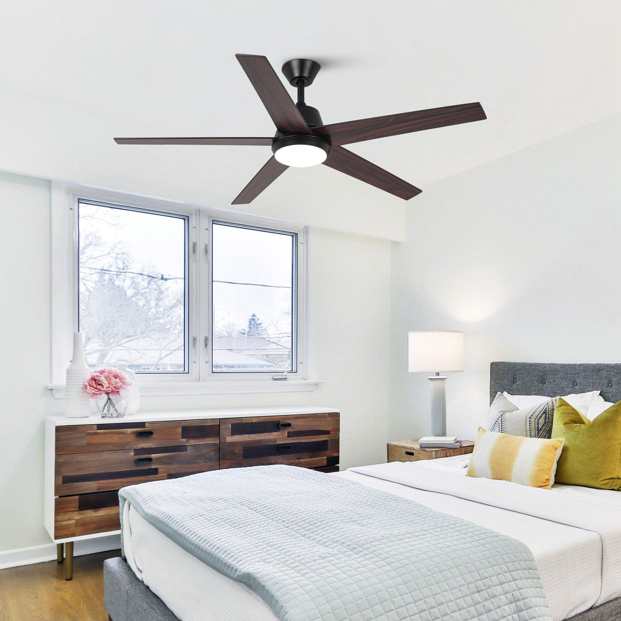 52" Vaczon 5 Blades Ceiling Fan with LED Light and Remote Control
